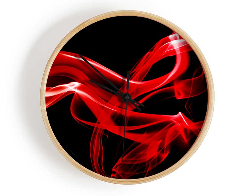 Red Smoke Patterns Clock - Wallart-Direct UK