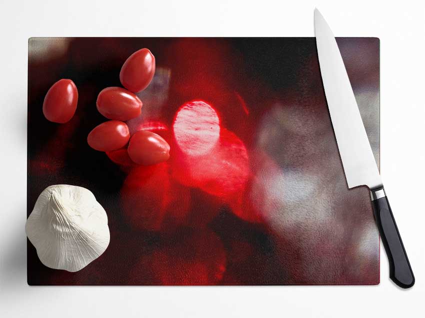 Red Through Grey Glass Chopping Board