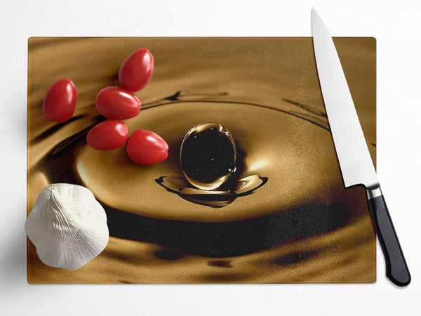 Sepia Water Drop Glass Chopping Board