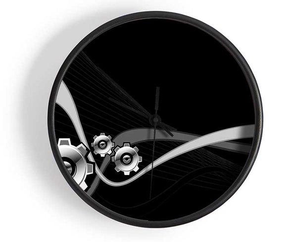 Silver Cogs Of Time Clock - Wallart-Direct UK