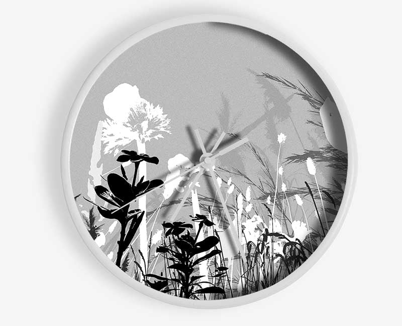 Silver Splash Flowers Clock - Wallart-Direct UK