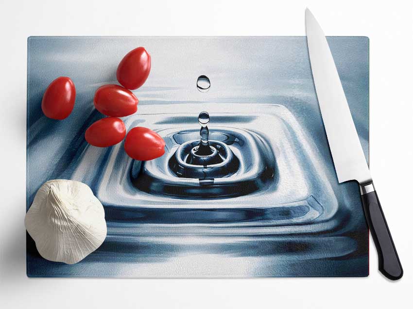 Silver Water Droplet Glass Chopping Board