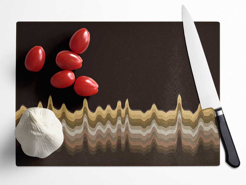 Sound Waves Browns Glass Chopping Board