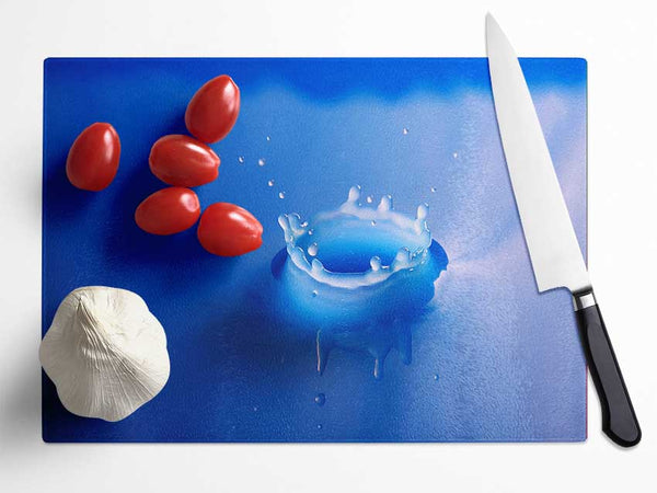 Splash Milk Blue Glass Chopping Board