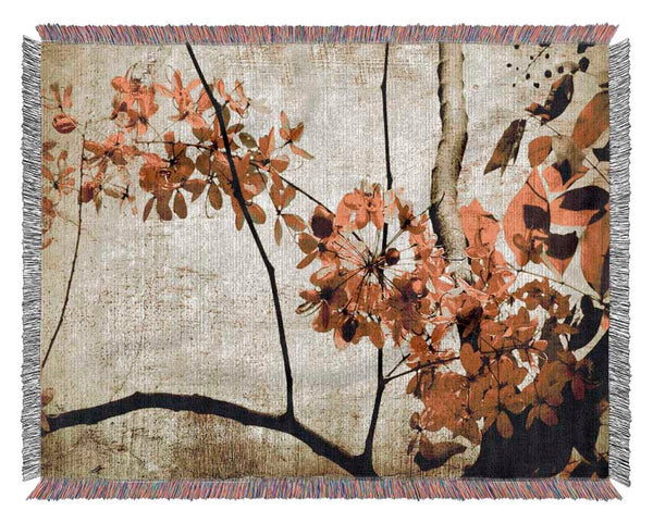 The Golden Winter Leaves Woven Blanket