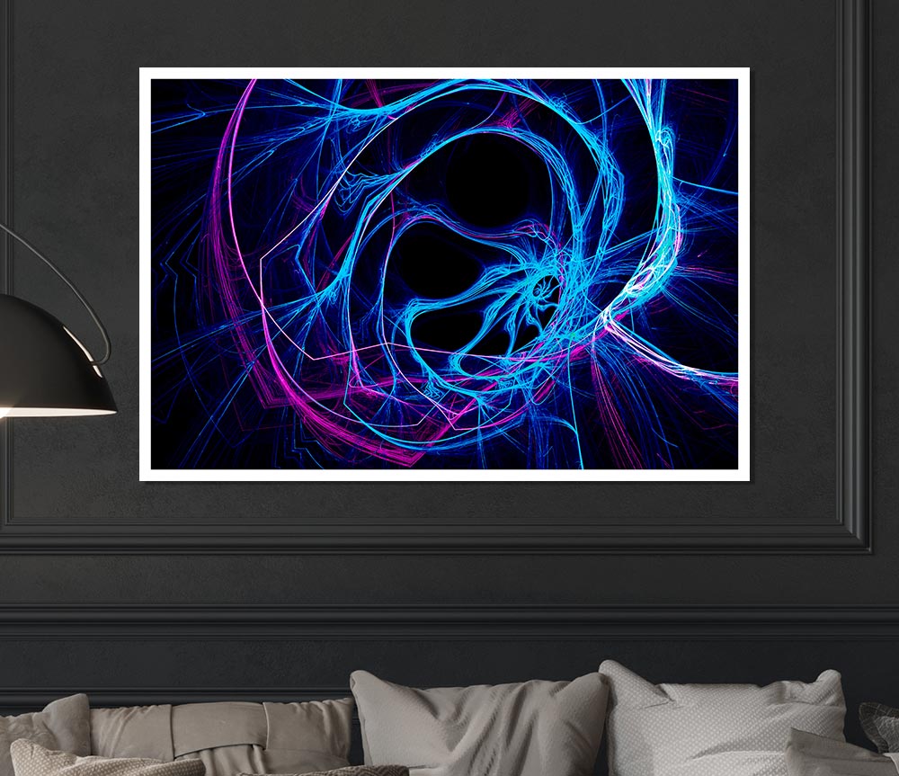 Tunnels Of Time Blue Print Poster Wall Art