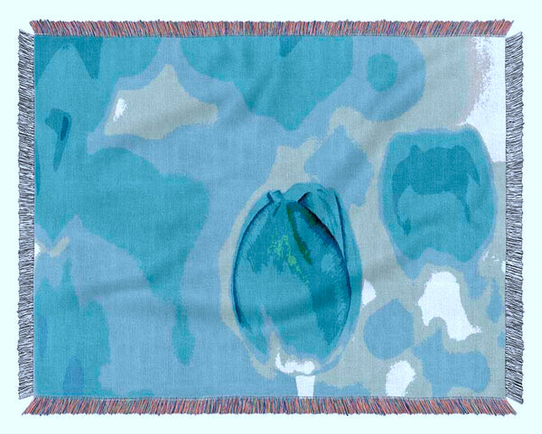 Turquoise Tulip Woven Blanket