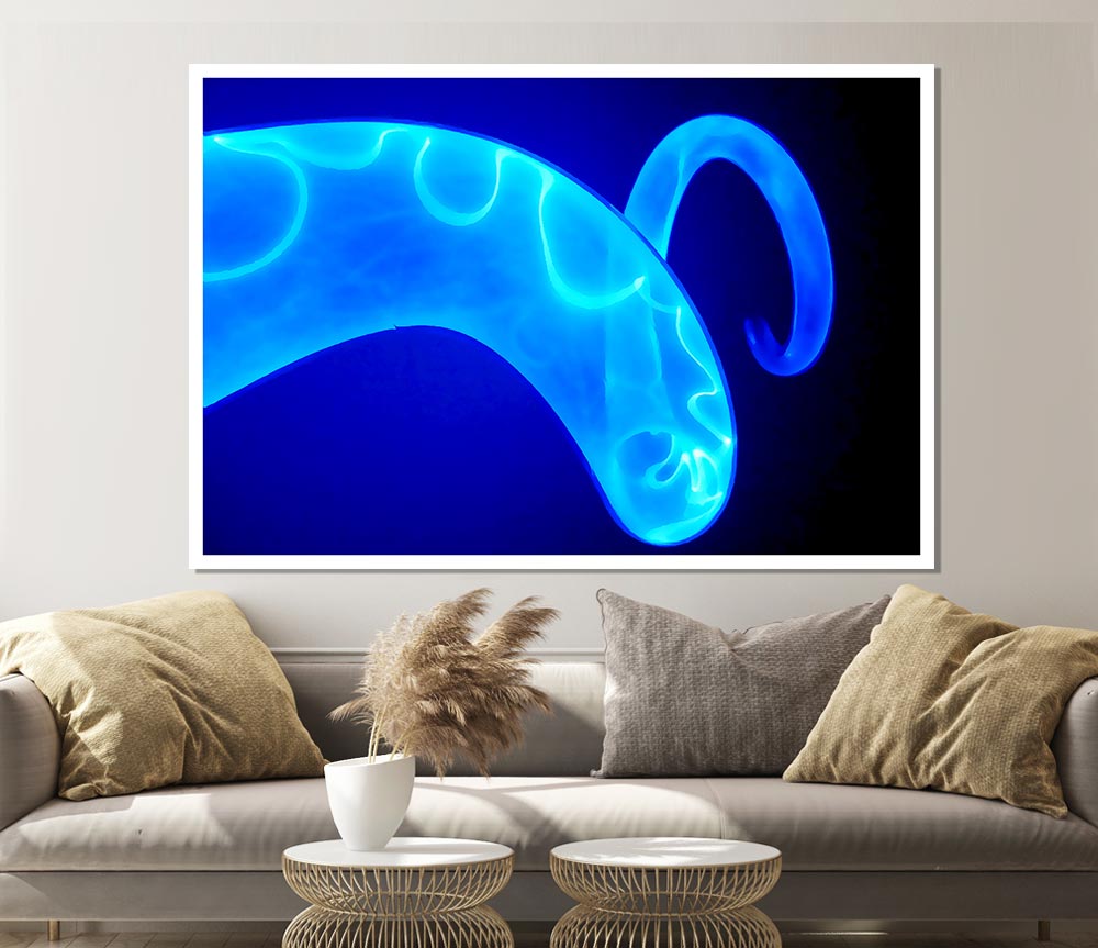 Vibrant Blue Time Lines Print Poster Wall Art