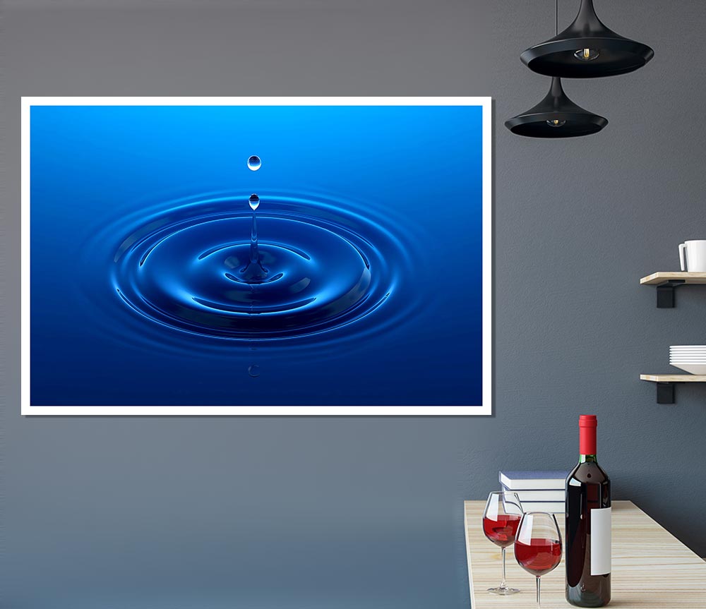 Water Drop Perfect Blue Print Poster Wall Art