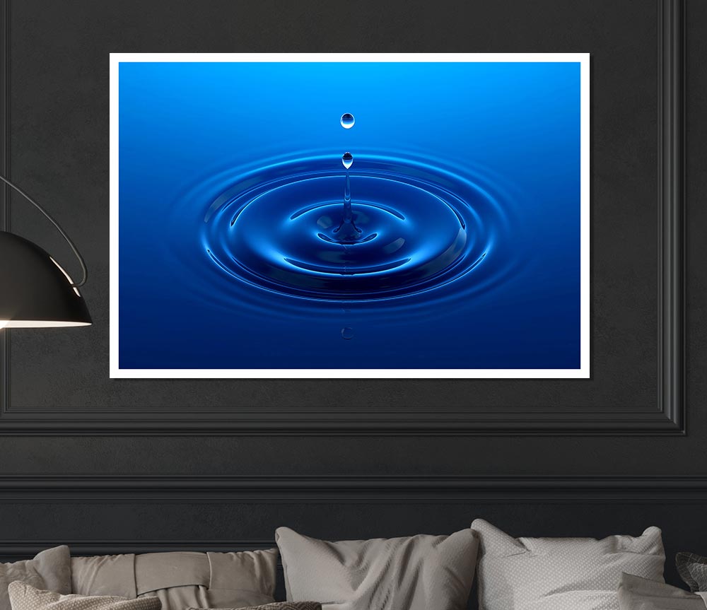 Water Drop Perfect Blue Print Poster Wall Art