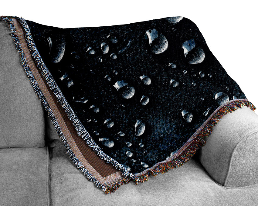 Water Drops Dark Woven Blanket