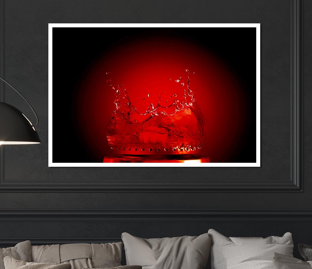 Water Flame Red Print Poster Wall Art