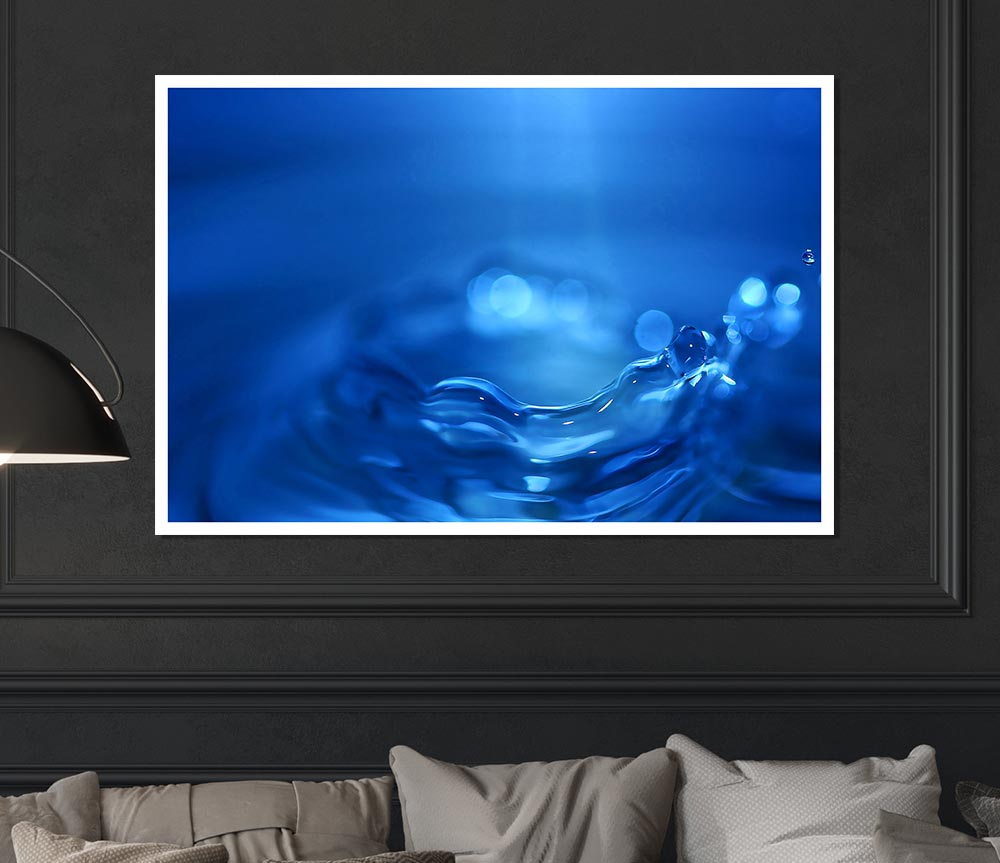 Water Splash Ripple Blue Print Poster Wall Art