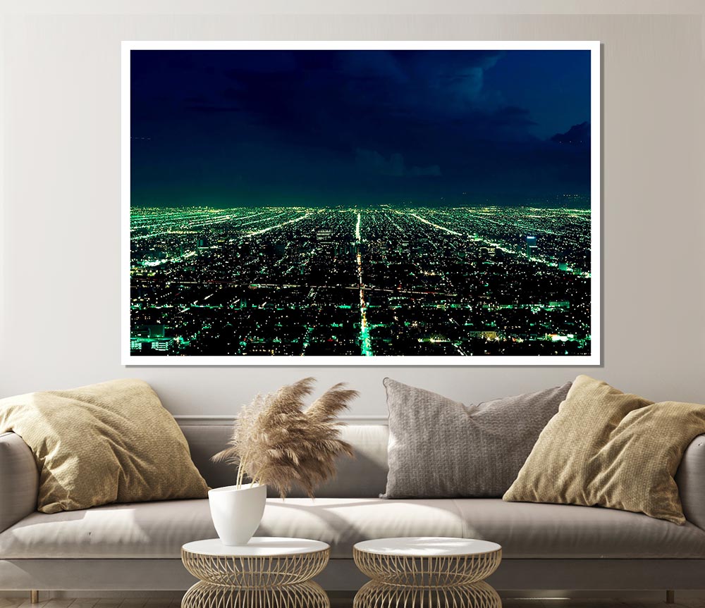 Aerial City View Print Poster Wall Art