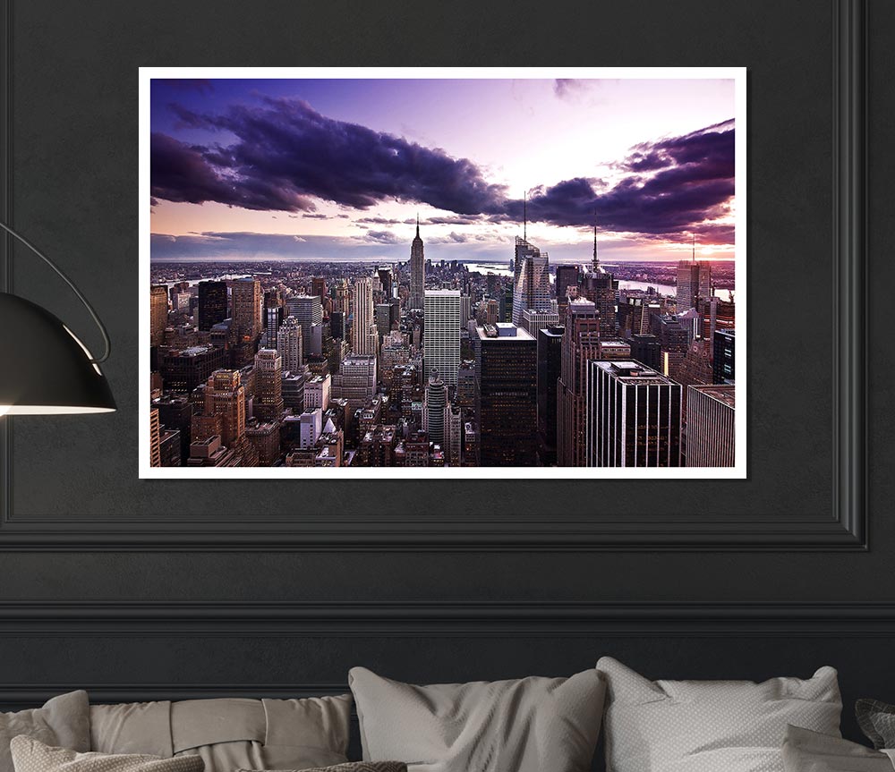 Aerial View Of New York City At Dusk Print Poster Wall Art