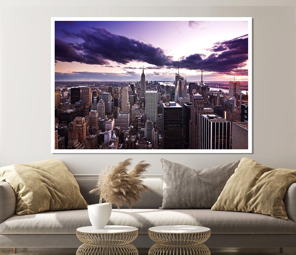 Aerial View Of New York City At Dusk Print Poster Wall Art