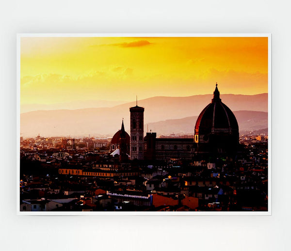 Ancient City Rooftops Print Poster Wall Art