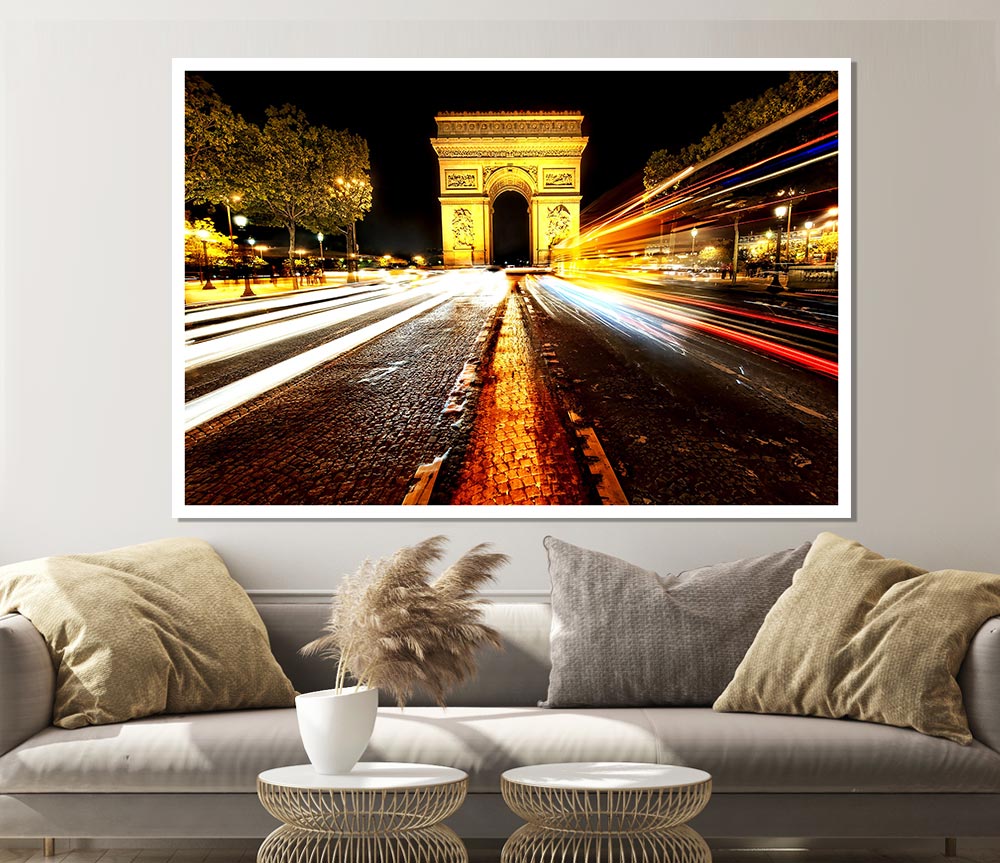 Arc De Triomphe At Night Print Poster Wall Art