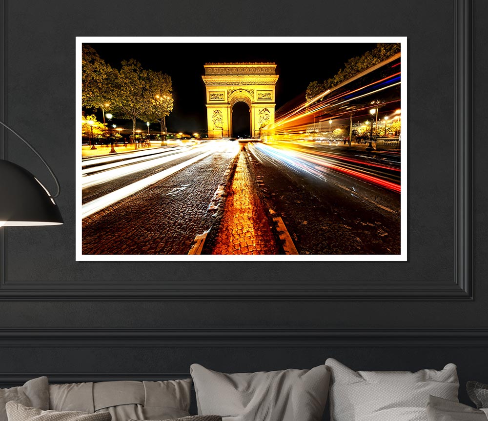 Arc De Triomphe At Night Print Poster Wall Art