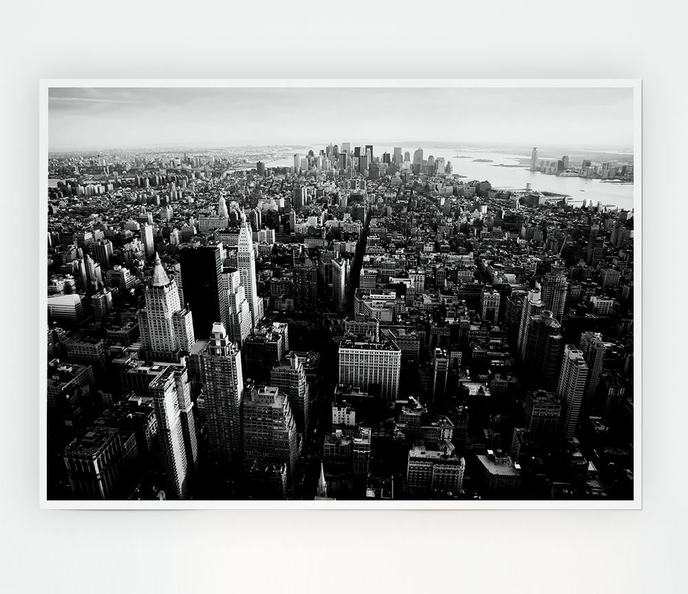 Ariel View Of Chicago B N W Print Poster Wall Art