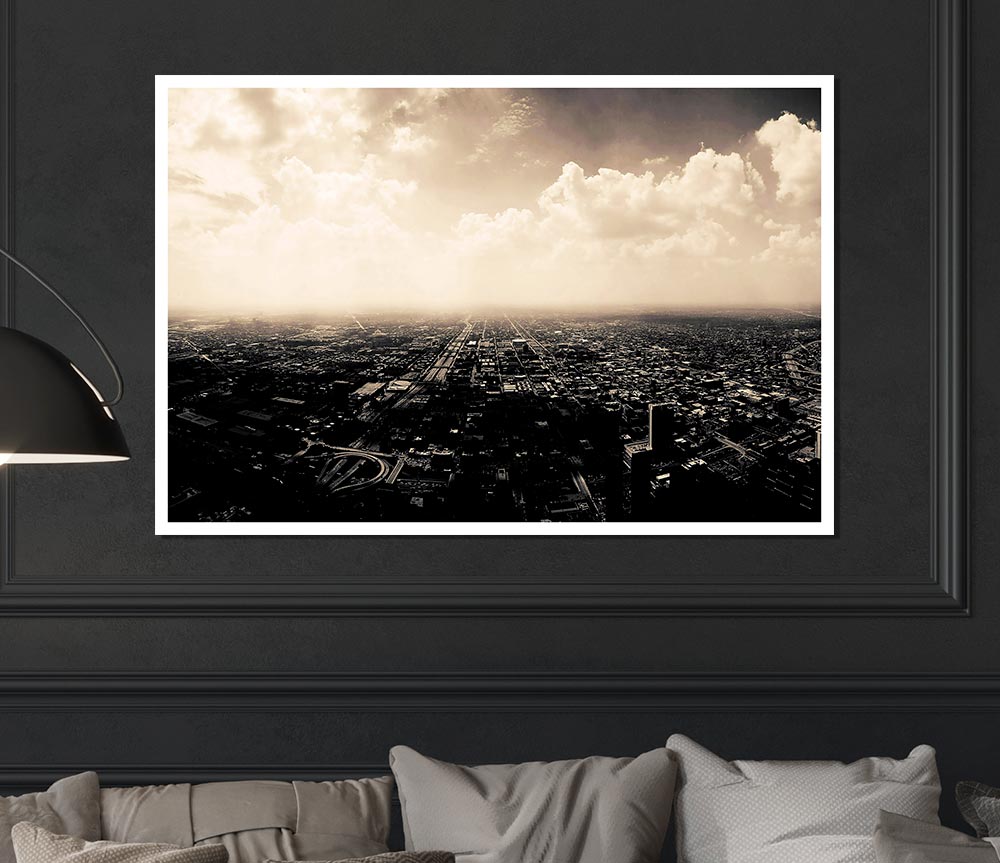 Ariel View Over The City Print Poster Wall Art