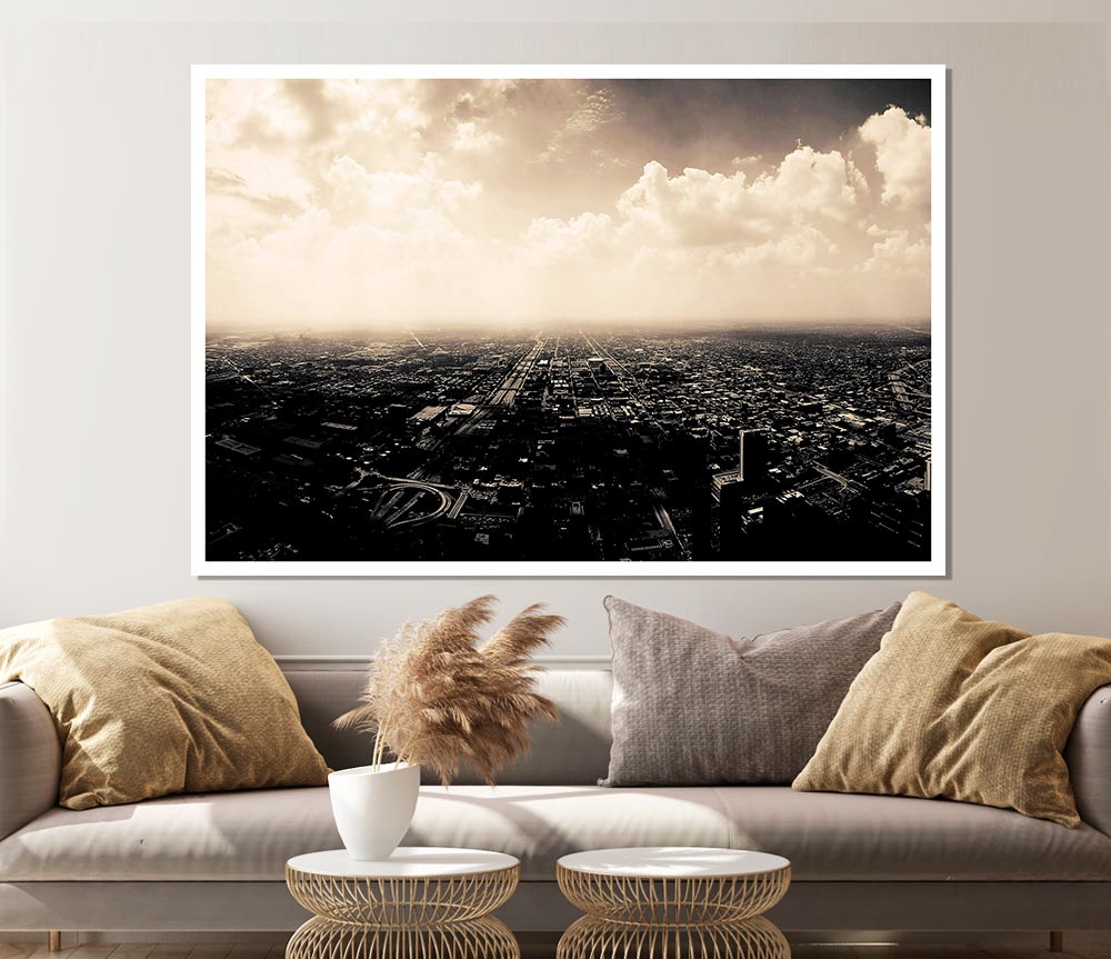 Ariel View Over The City Print Poster Wall Art