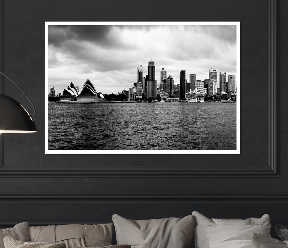 Australia Sydney River View B N W Print Poster Wall Art