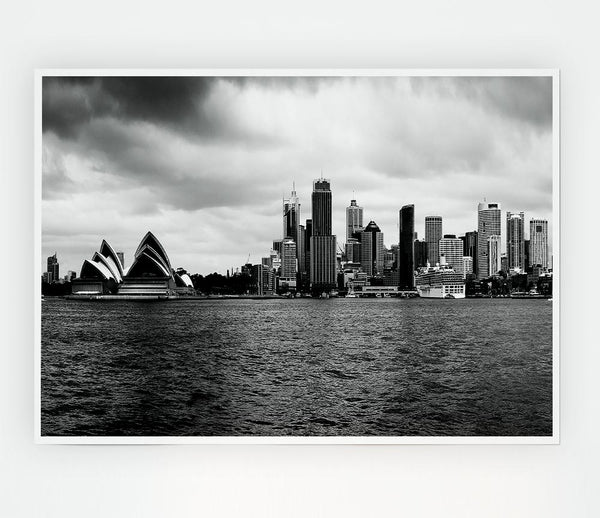 Australia Sydney River View B N W Print Poster Wall Art