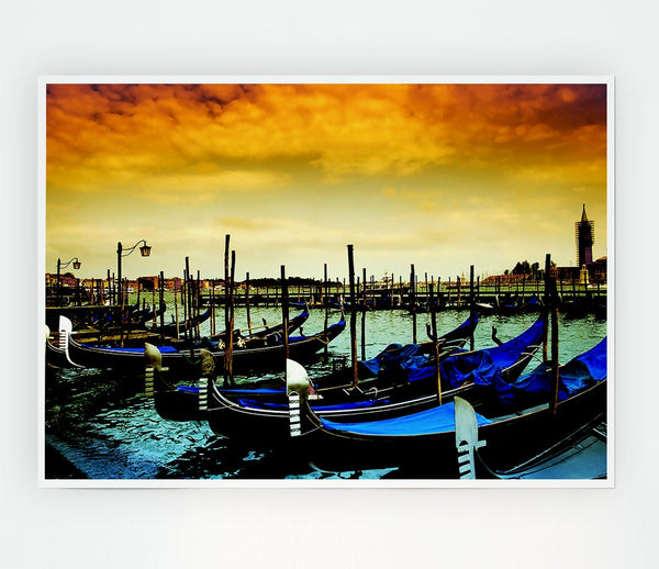 Beautiful Boats In The Harbour Print Poster Wall Art