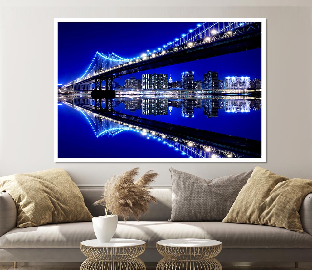 Blue Ice Bridge Print Poster Wall Art