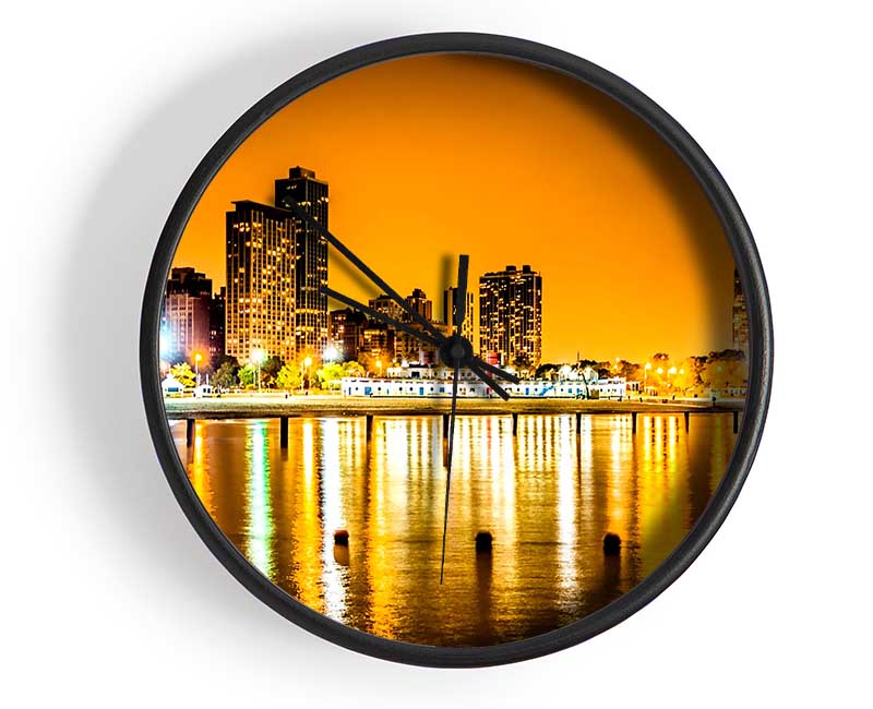 Golden City Waters Clock - Wallart-Direct UK