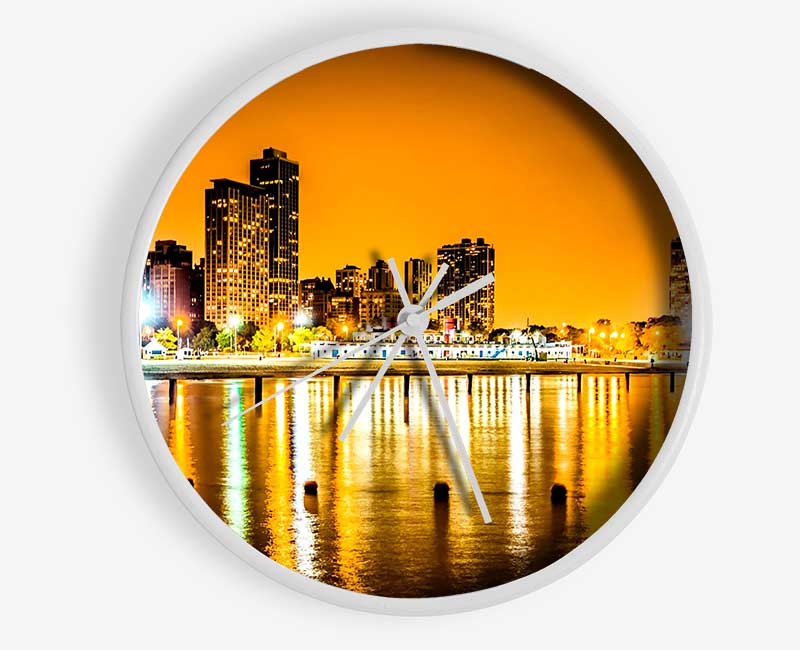 Golden City Waters Clock - Wallart-Direct UK