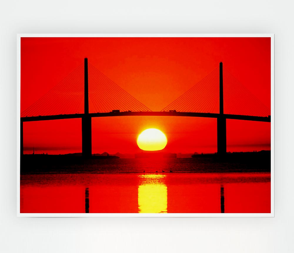 Bridge At Sundown Print Poster Wall Art