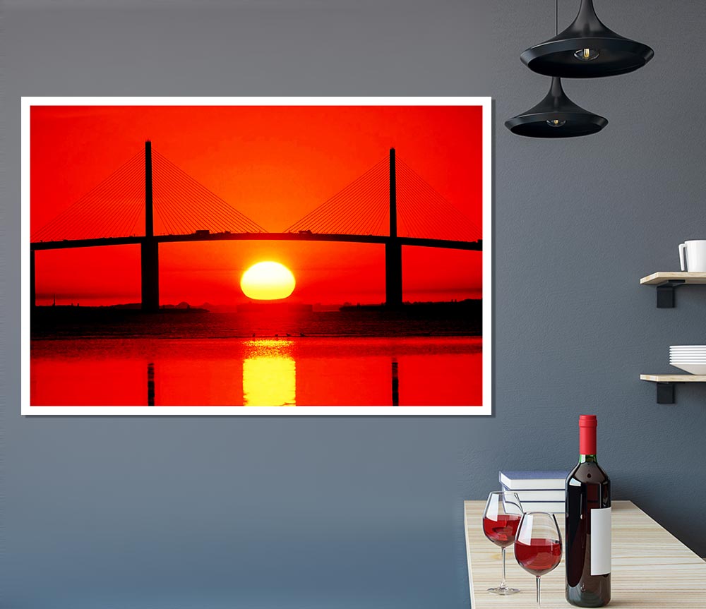 Bridge At Sundown Print Poster Wall Art