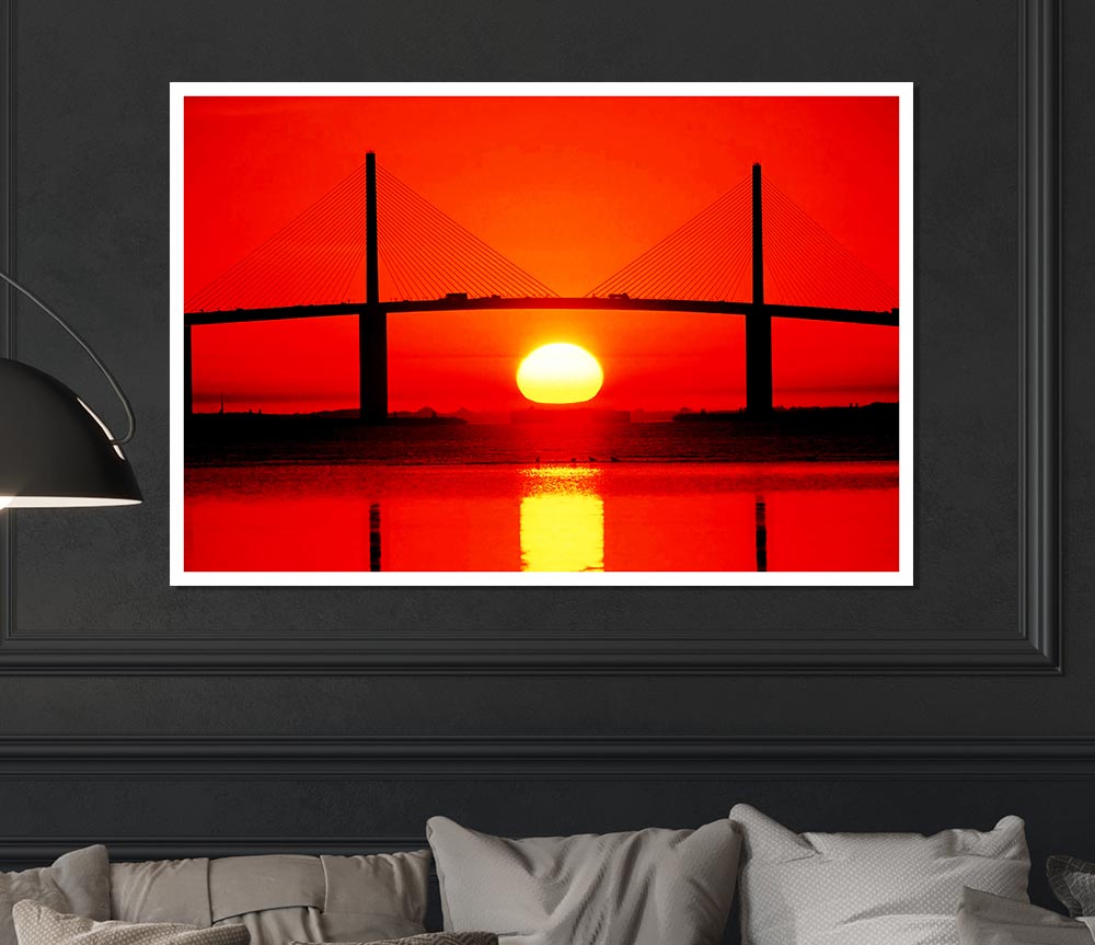 Bridge At Sundown Print Poster Wall Art