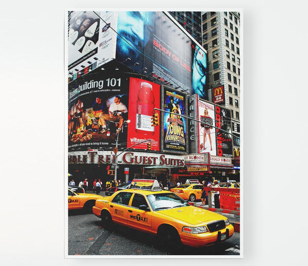 Broadway Cabs In New York Print Poster Wall Art