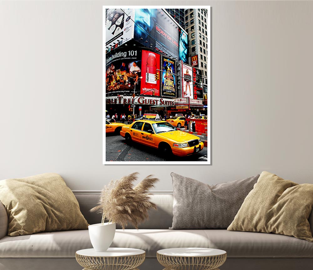 Broadway Cabs In New York Print Poster Wall Art