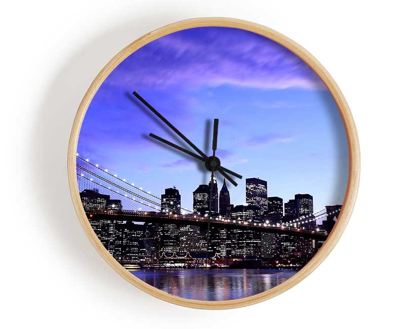 Brooklyn Bridge At Night Clock - Wallart-Direct UK