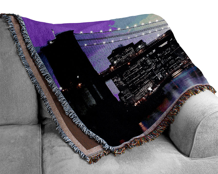 Brooklyn Bridge At Night Woven Blanket