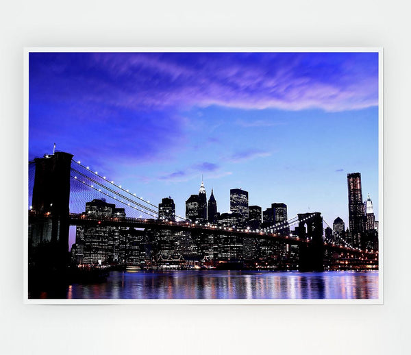 Brooklyn Bridge At Night Print Poster Wall Art