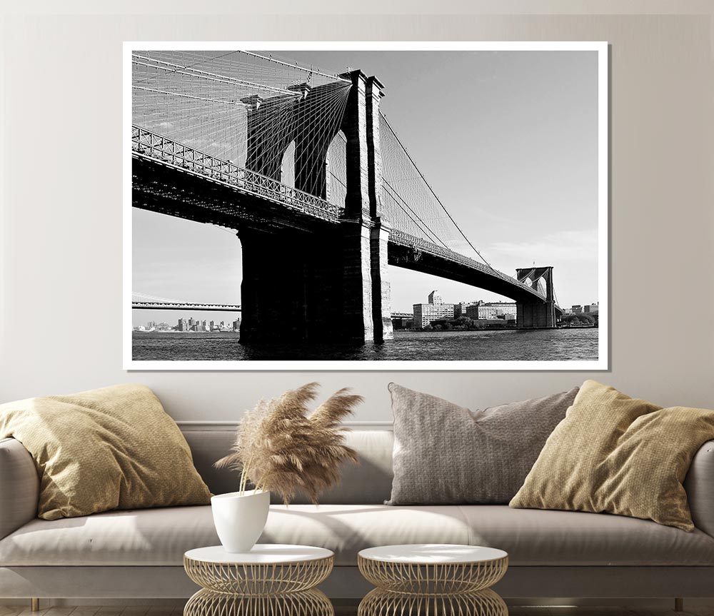 Brooklyn Bridge B N W Print Poster Wall Art