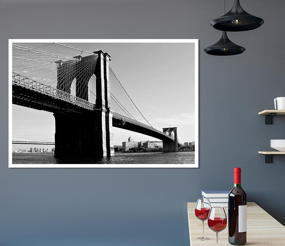 Brooklyn Bridge B N W Print Poster Wall Art