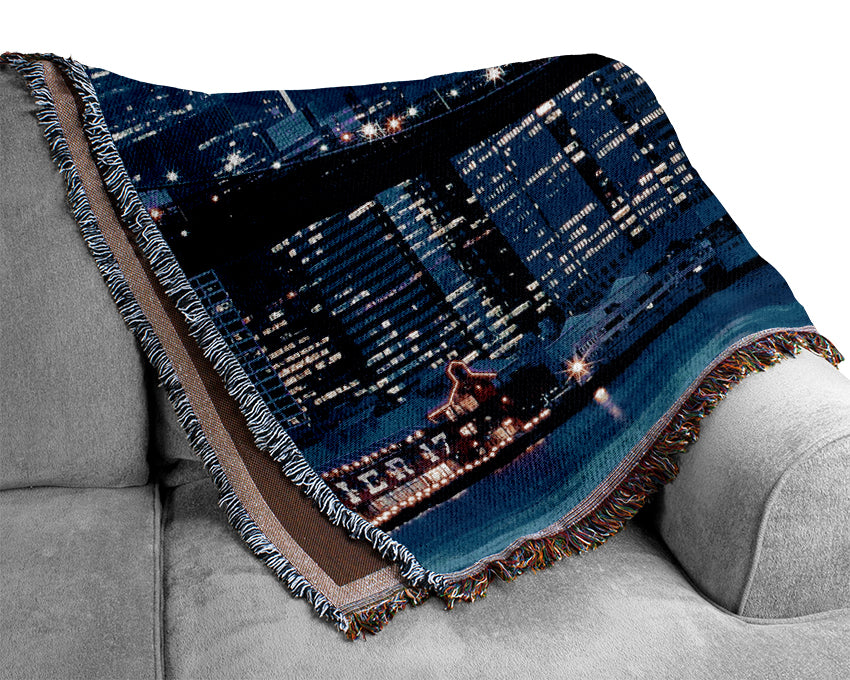 Brooklyn Bridge Blue Hue Woven Blanket