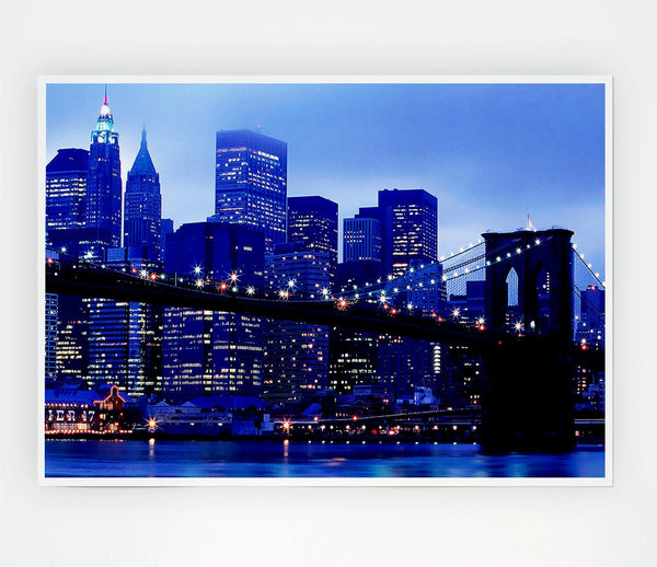 Brooklyn Bridge Blue Hue Print Poster Wall Art