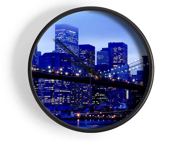 Brooklyn Bridge Blue Hue Clock - Wallart-Direct UK