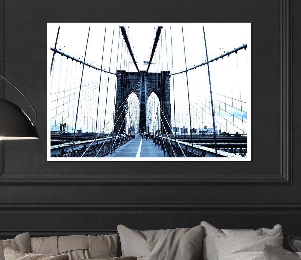 Brooklyn Bridge Blue Print Poster Wall Art