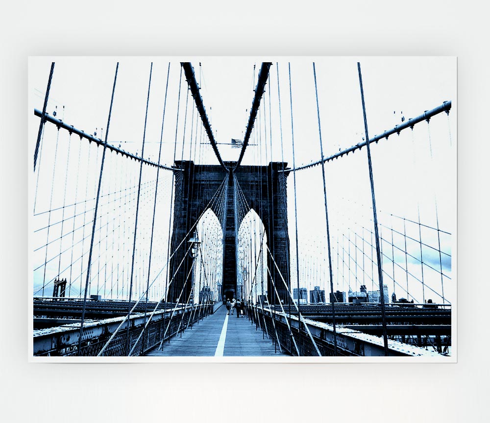 Brooklyn Bridge Blue Print Poster Wall Art