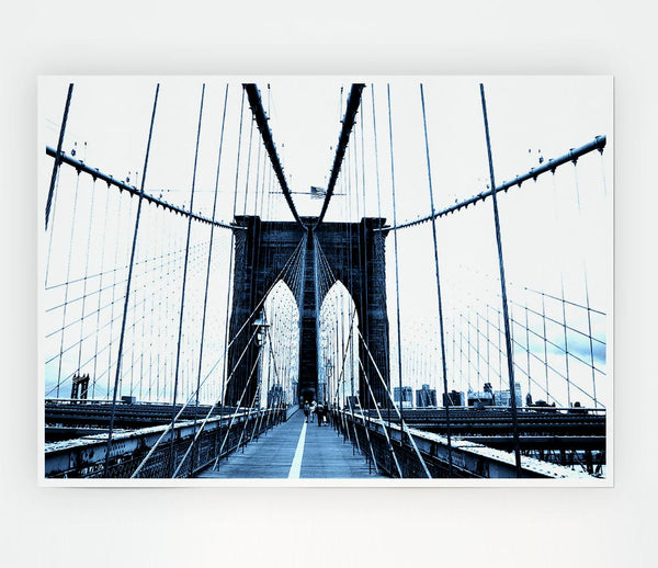 Brooklyn Bridge Blue Print Poster Wall Art