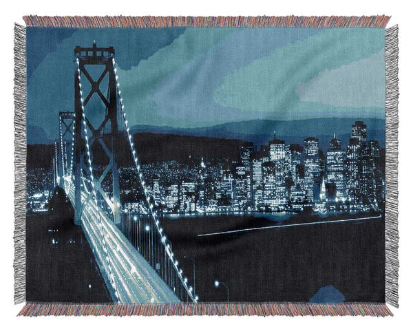 Brooklyn Bridge Blues Woven Blanket