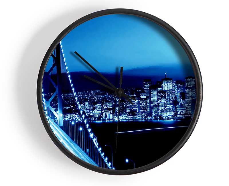 Brooklyn Bridge Blues Clock - Wallart-Direct UK